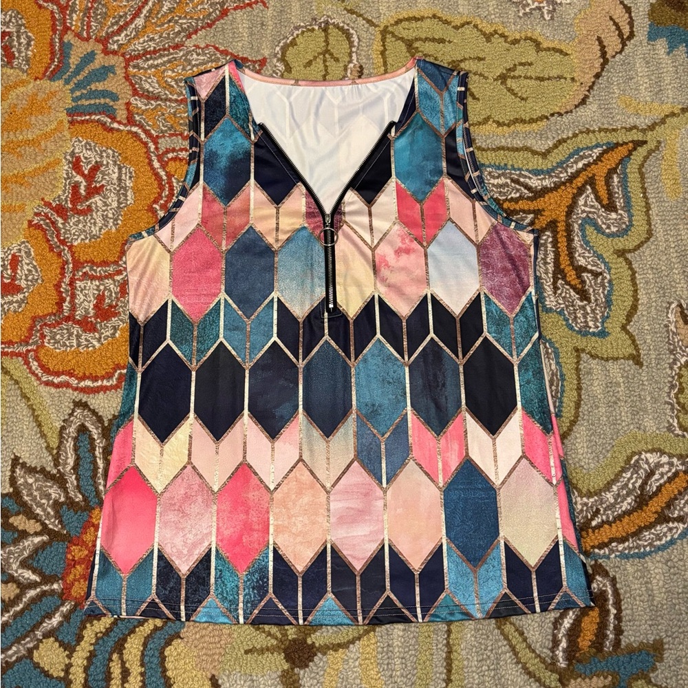 Colorful Geometric Women's Sleeveless Top